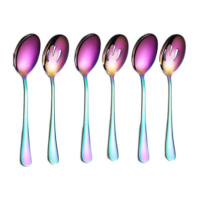 EIOLWJIEO 6pieces Elegant Appearance Stainless Steel Set Durable For Stylish Dining Convenient Storage Serving Spoons Sets, Golden