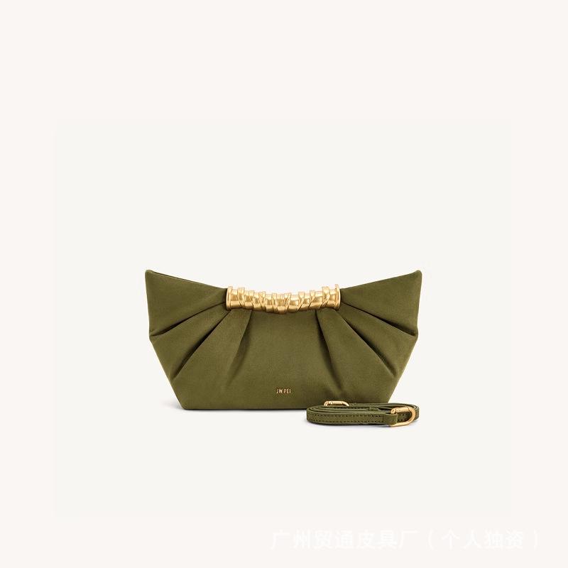 

JW PEI 2025 Spring/Summer Leia Pleated Metal Evening Clutch for Women Without Gift Box 27.5*9*14.5