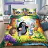 Krtek The Little Mole Color Umbrella Daisy Rain Bug Cartoon Print 3pcs Bedding Set Duvet Cover Pillowcases Kids Cartoon Home Textile For Children Fans