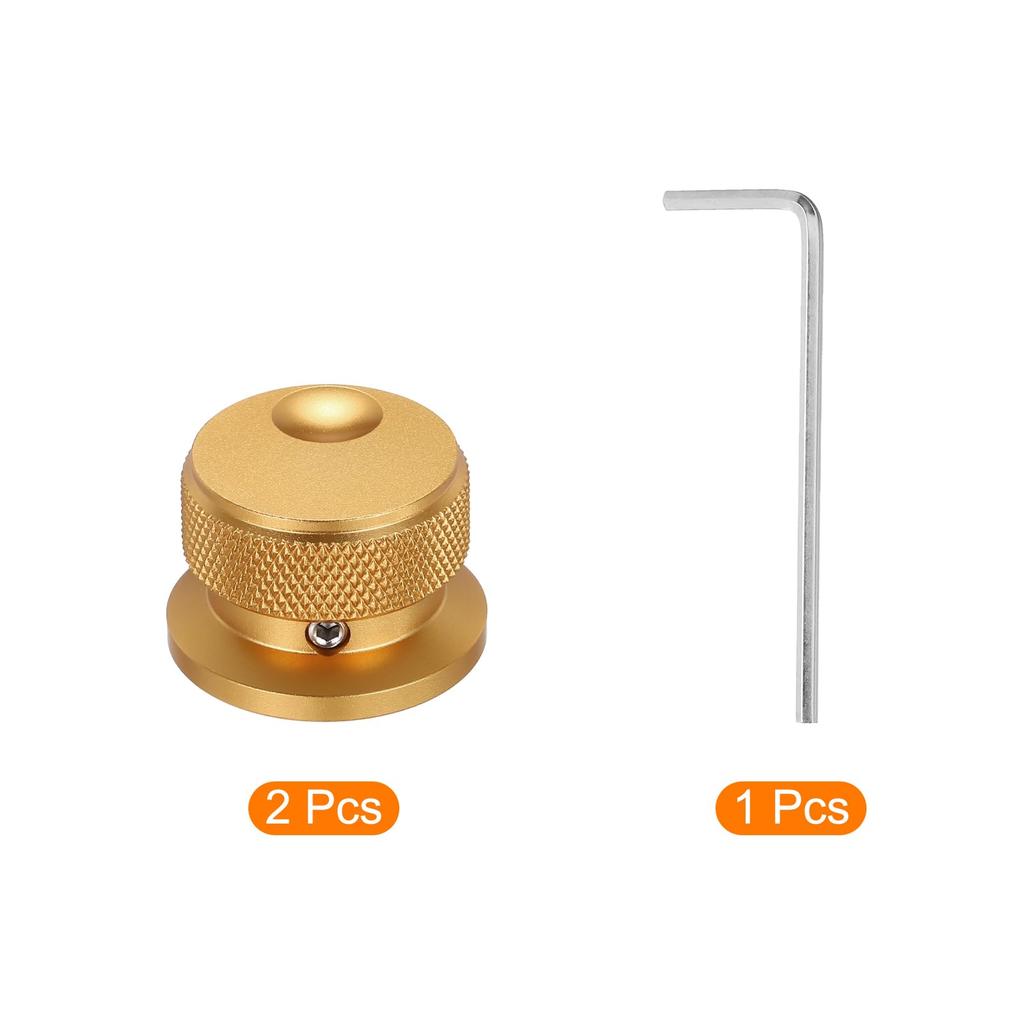 Uxcell Aluminum Potentiometer Universal Volume Tone Control Knob with Oval Groove Indicator for Gold 2-Piece Knob, 1/4" (6mm) Guitar, 4/5" (30x20mm)