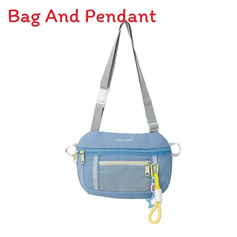 Blocking Fashionable Color Design Letter Printed Kid Shoulder Bag With Pendant