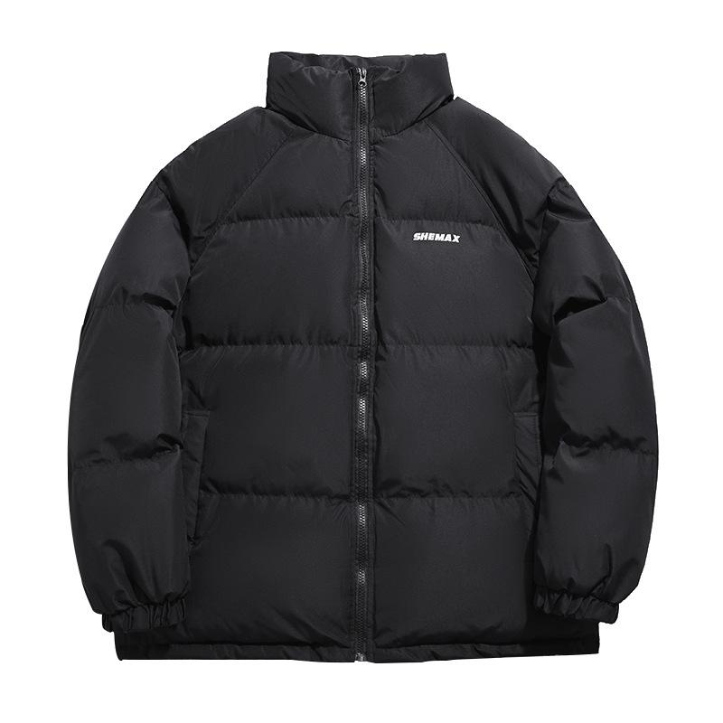 

Короткая корейская версия Свободная Утолщенная Короткий воротник-стойка Хлебная одежда Однотонная хлопковая одежда Куртка XXL чёрный