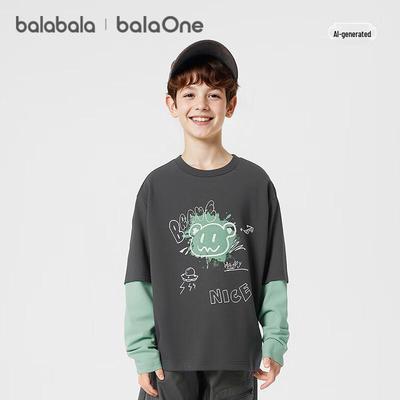Balabala Chłopięca Koszulka z Długim Rękawem Faux Two-Piece