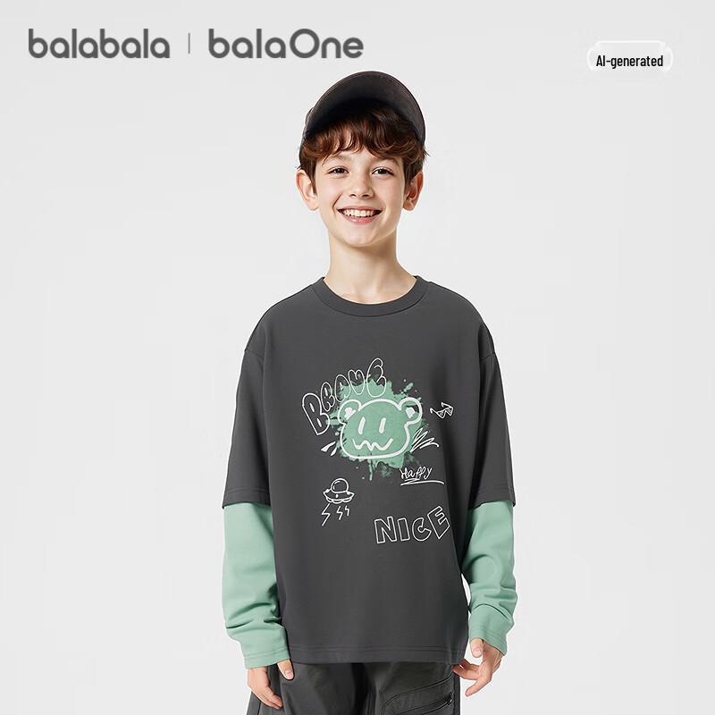Balabala Boys  Faux Two-Piece Long-Sleeve T-Shirt 170