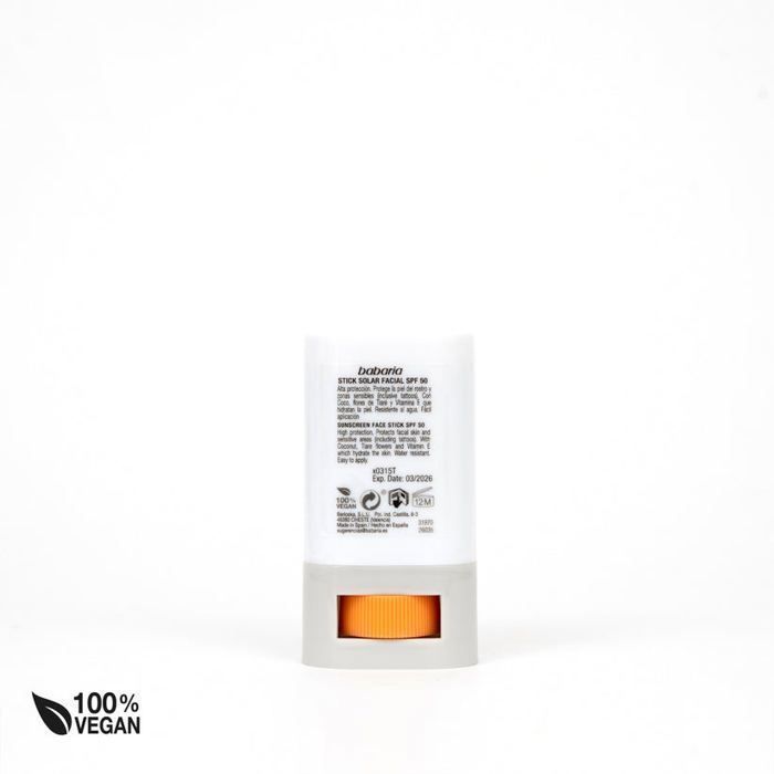 Stick solaire - Babaria - SPF 50 - Waterproof - Protection UV - Usage facial et zones sensibles