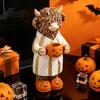 Spooky Seasonal Tiered Tray Decor Halloween Highland Cow Figurine, Resin Statue with Pumpkin Mug, Farmhouse Table Fall Tabletop for Home Kitchen Shelf