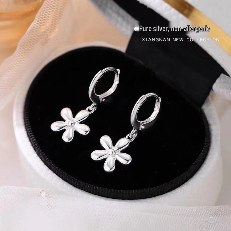 2023 Light Luxury Flower Stud Earrings: 925 Sterling Silver for Women, Niche Summer Design
