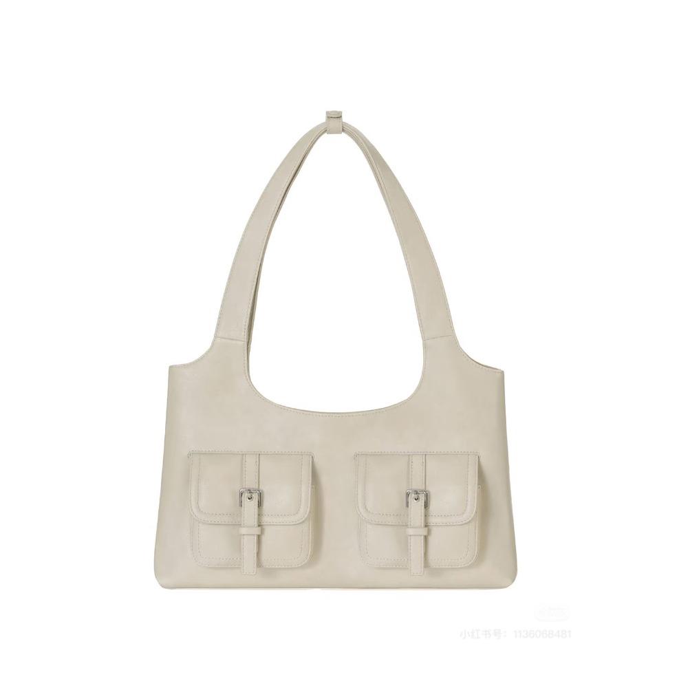 

Handbag Pocket Boston Tote Bag Korean Style Underarm Bag All-match PU Hobo Bag Girls білий