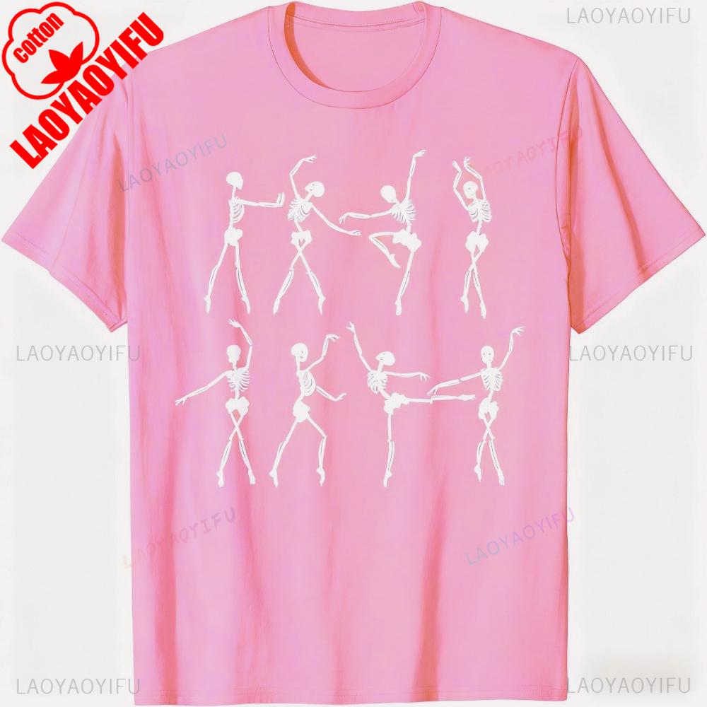 Skeleton Ballerinas Tshirt Ballet Dance Cute Halloween TShirt Women Daily Life Casual Cotton Tops Ballerina Funny Gift Shirt