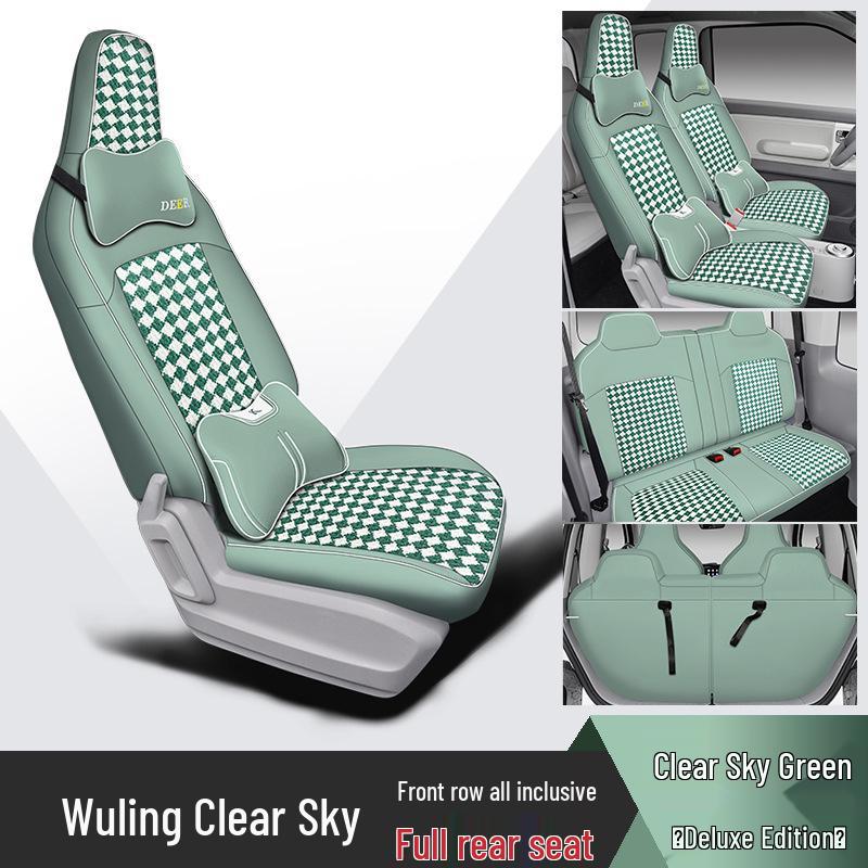 Wuling Sunny Spezielles Autositzkissen: Ganzjahres-, Vollumfassendes Design mit Leder, Faserleinen und Cartoon-Mustern