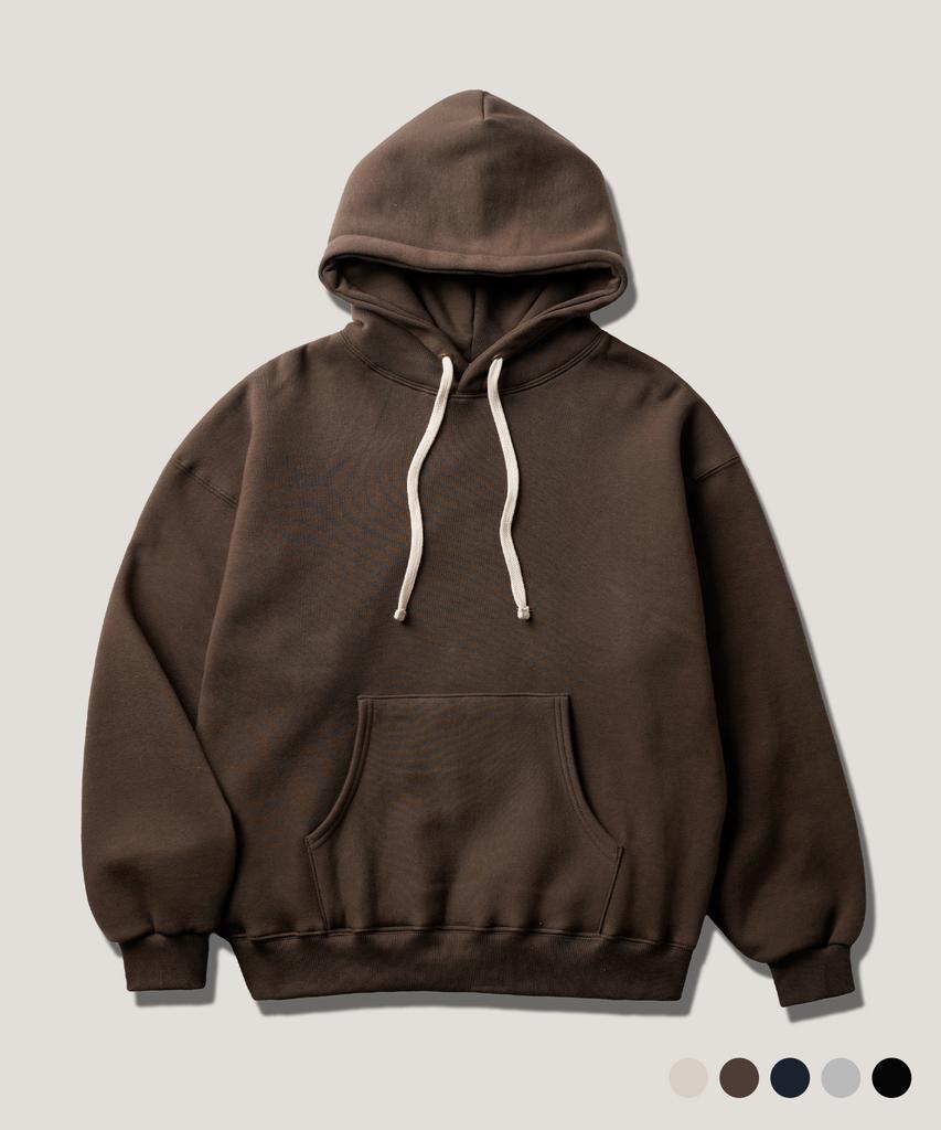 Work Basic Fleece-Lined Hoodie Brown Kjhd4731