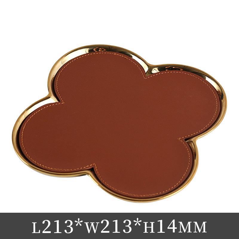 Luxury Leather Metal Petal Jewelry & Aromatherapy Tray for Bedroom and Walk-in Closet