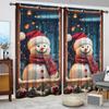 2pcs Christmas Snowman Outside The Window Printed Curtain for Home Decor - Rod Pocket Window Treatment for Bedroom, Office