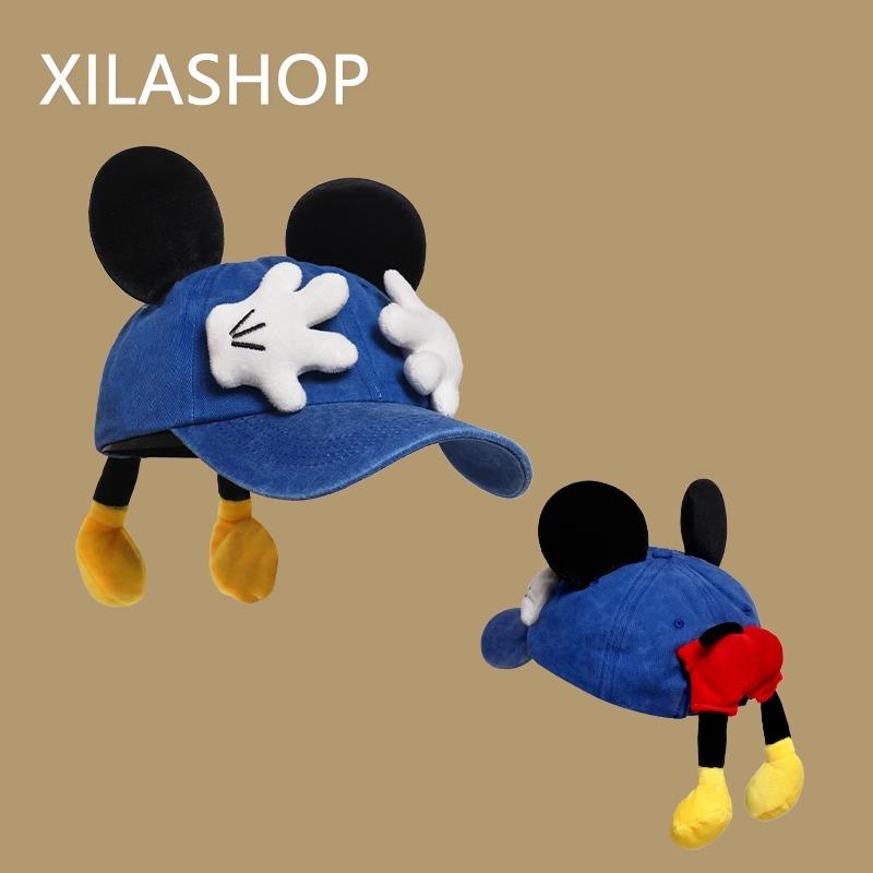 

Бейсболка с пальмой Микки женская 2025 новый мультяшное лицо маленькая синяя шляпа с широкими полями кепка от солнца модная One size темно-синий