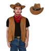 Men's Costume Set with Fringed Vest Hat Belt Bandana 6-Piece Outfit for Halloween Party