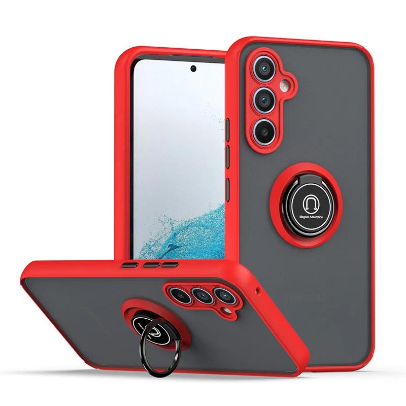 Shockproof Matte PC Armor Case For Samsung Galaxy A06 A16 A26 A36 A56 A15 A25 A35 A55 A54 A53 A52 5G Magnetic Ring Holder Cover