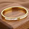 2025 French Light Luxury Tri-Scallop White Shell Titanium Steel Bracelet for Women - Elegant Gold Buckle Design
