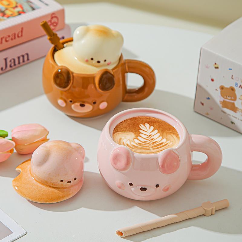 Geburtstagsgeschenk Mädchen süßer Bär Kaffee Wasserbecher ins Stil hoher Wert Keramiktasse Begleitgeschenk