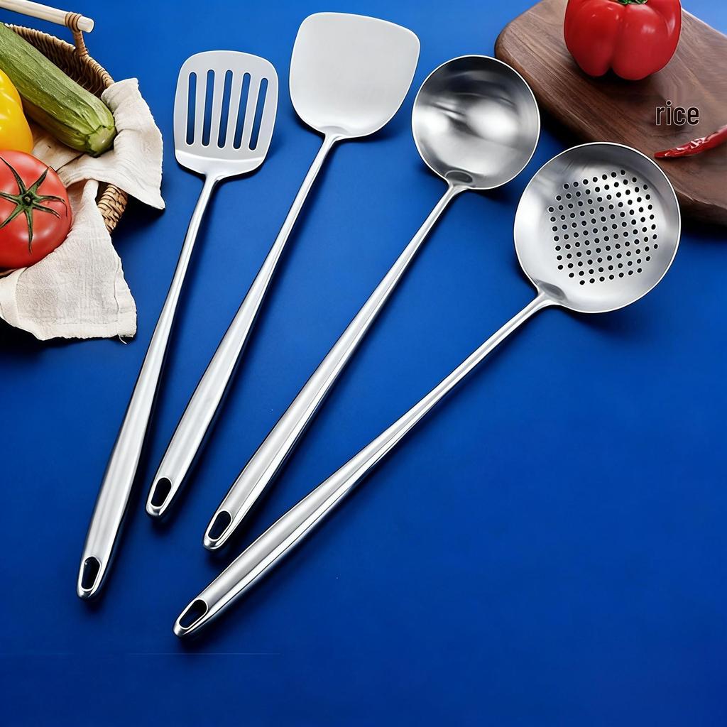 Liang Sheng 304 Stainless Steel Stir-fry Cooking Spoon Set with Extended Handle