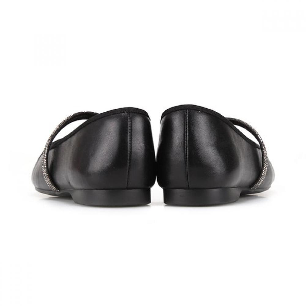 Barbara Lambskin Pleated Soft Jewel Strap Mary Jane Flat 1.5cm 2 Colors