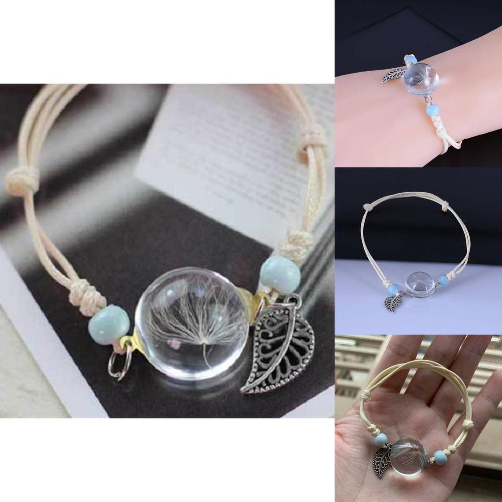 Dandelion Hand Chain With Glass Beads For Friendship And Giftgiving