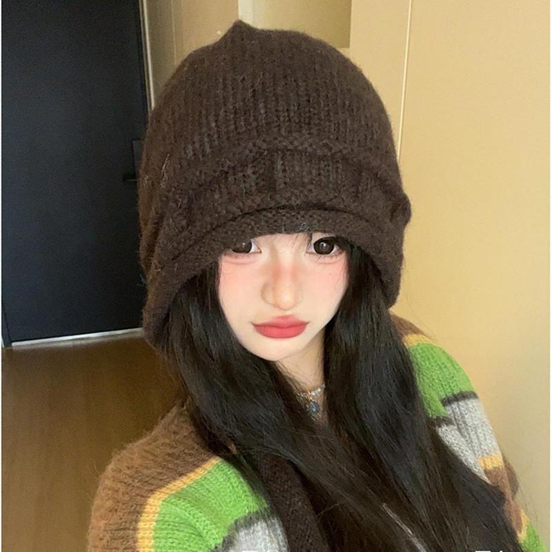 Woolen Knit Hat For Women With Windproof Warmth For Outdoor Activities