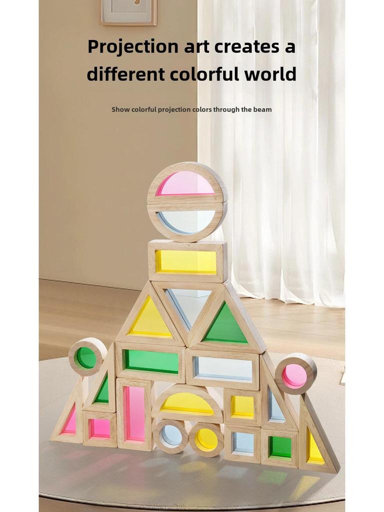 Montessori Colorful Acrylic Translucent Blocks for Light Sensory Play & Kindergarten Teaching