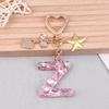 Cute  Bling Keychain A To Z Initial Letter Love Heart Star Pink For Women Girls Bag Cup Pendant Key Chain Accessories