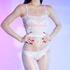 3D ultra-thin lace tube top, suspender one-piece aurora stockings, sexy oily and silky perspective, open-crotch onesie