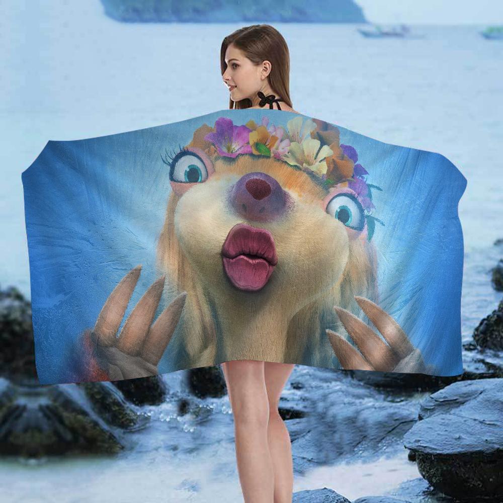 

I-Ice Age Beach Towel Cartoon Cute Summer Kids Large Bath Pool Beach Towel Microfiber Absorbent For Swimming Travel W30*H60(CM)