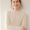 Women's Cashmere Striped Pullover - Slim-Fit Half-High Neck Knitwear for Autumn & Winter