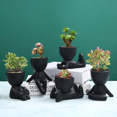 Dekorativer Sukkulenten-Pflanztopf mit Drainageloch Handgefertigter Keramik-Blumentopf Vase Statue Ornament Für Innen Außen