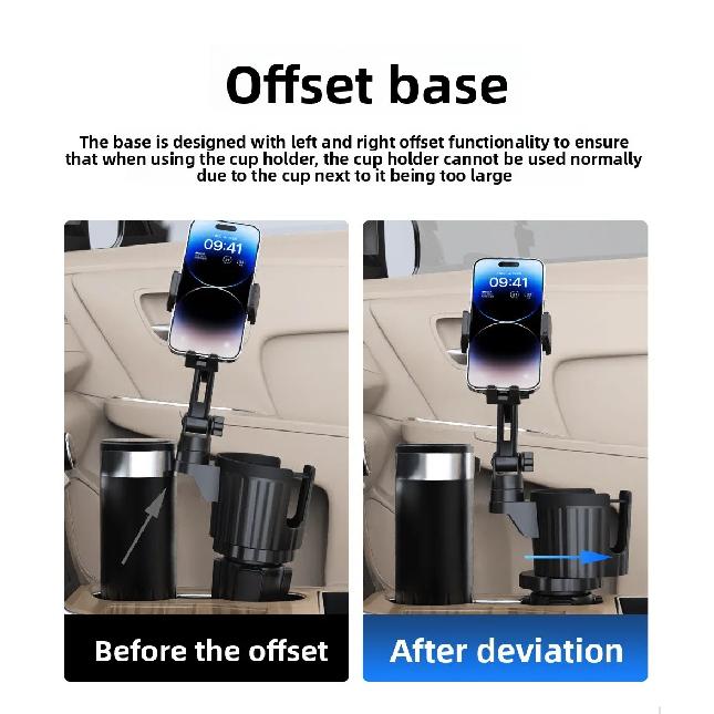 Upgraded 2-in-1 Car Cup Holder Phone Mount 360° Rotatable Universal Cup Holder Phone Stand For iPhone Samsung Smartphones