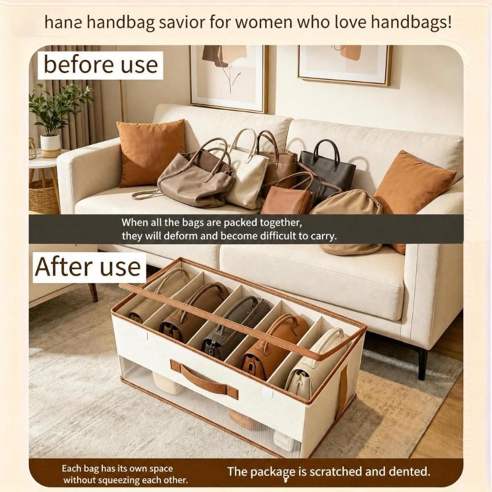 Clear Window Fabric Shelf Organizer Collapsible Design Purse Organizer Box  For Home Storage