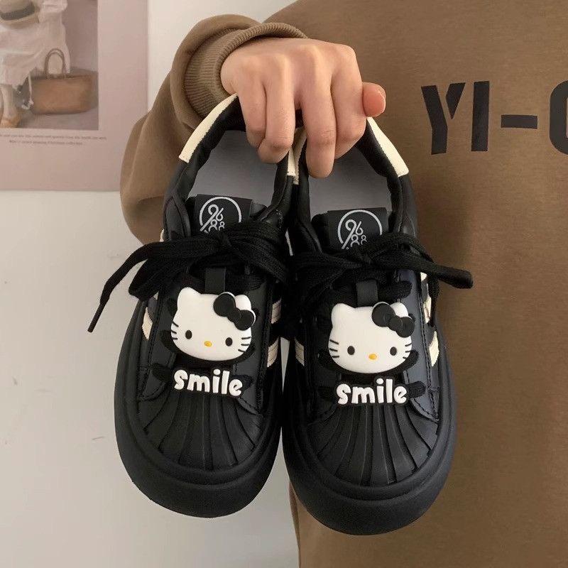 kit cat little white shoes shell head ugly cute big head bread shoes women's platform 2025 new versatile casual board shoes