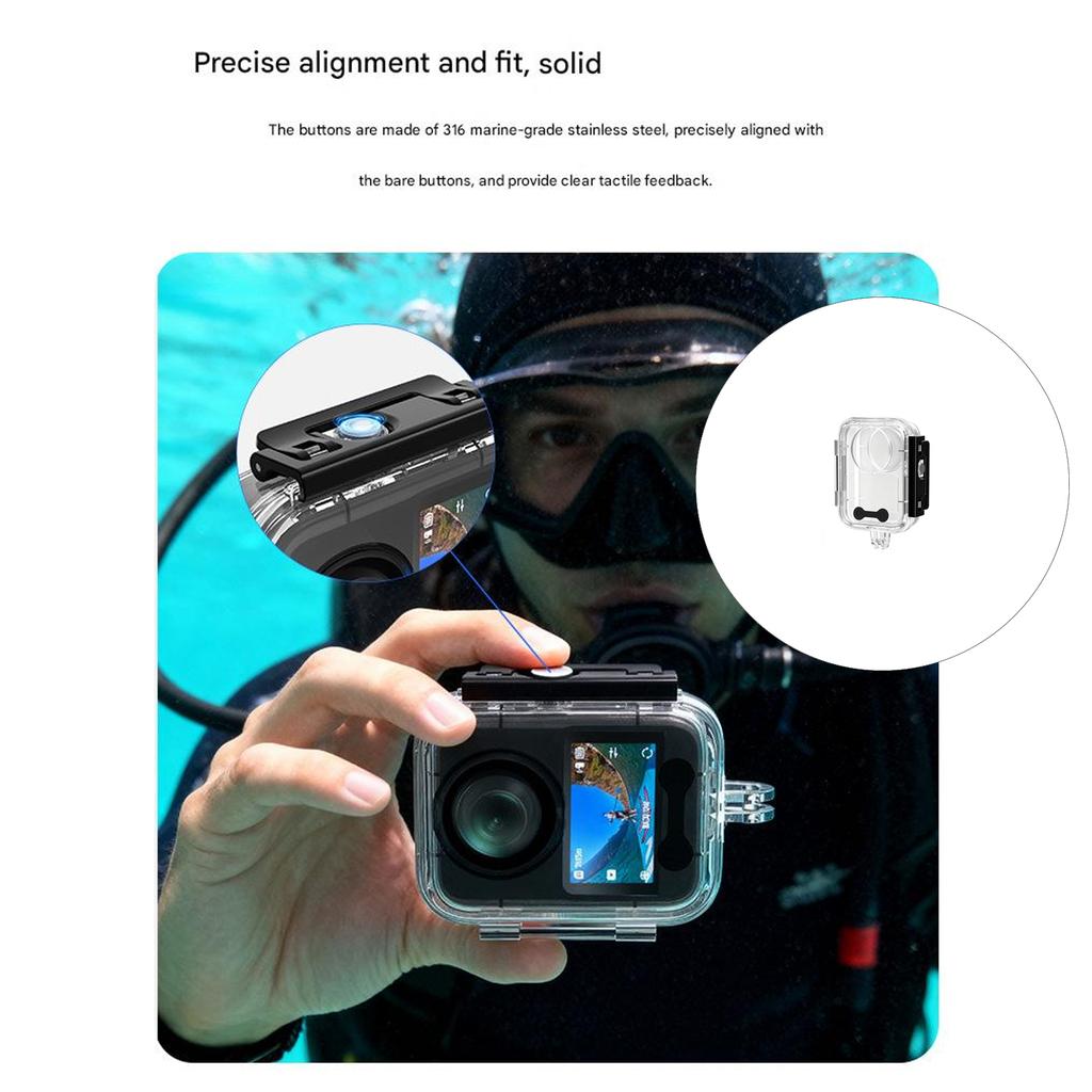 Full Coverage Camera Waterproof Shell 144FT Depth PC Construction Quick Release Mechanism for 360 Camera Diving Case