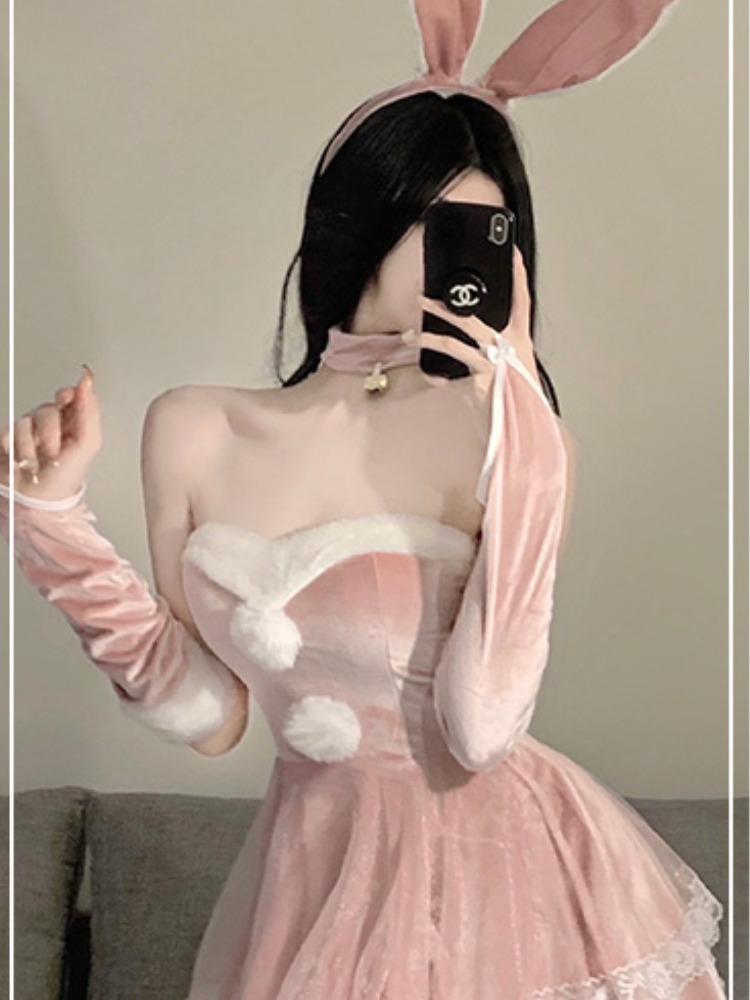 Sexy Underwear Passion Set Plush One-piece Open File Christmas Outfit Hat Suit Uniform Temptation Costume Party Cosplay