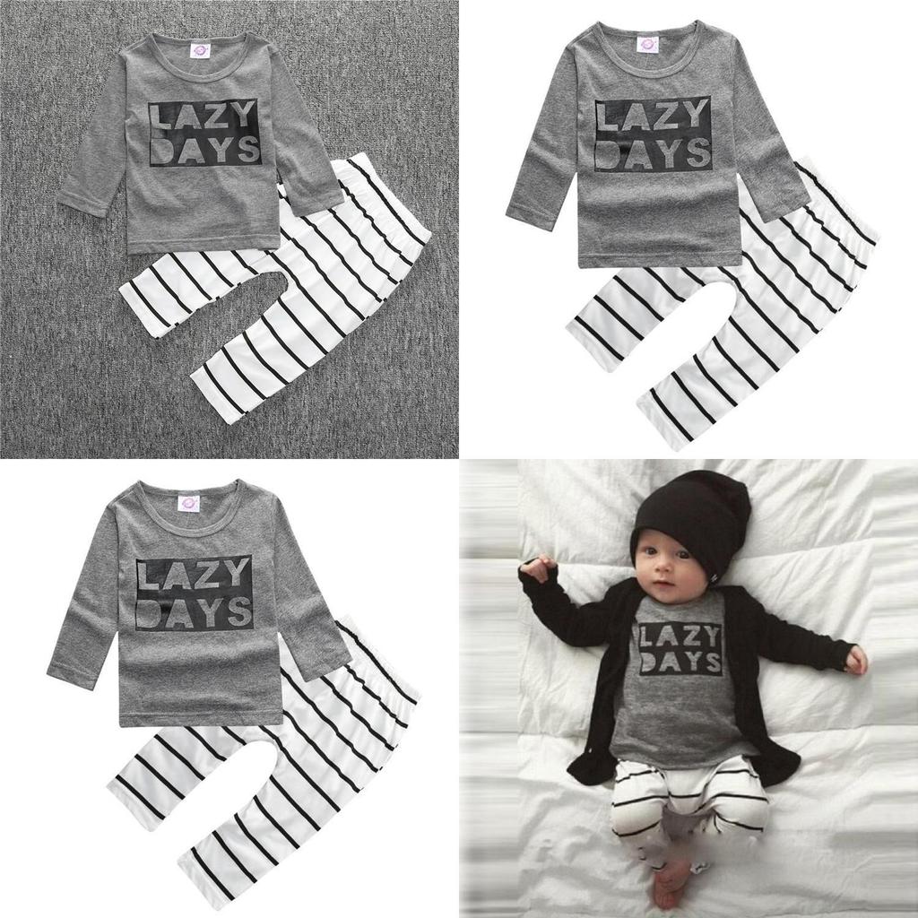 Stylish 2pcs Suit For Baby Kids Featuring Letter Printed Long Sleeve Shirt And Pants