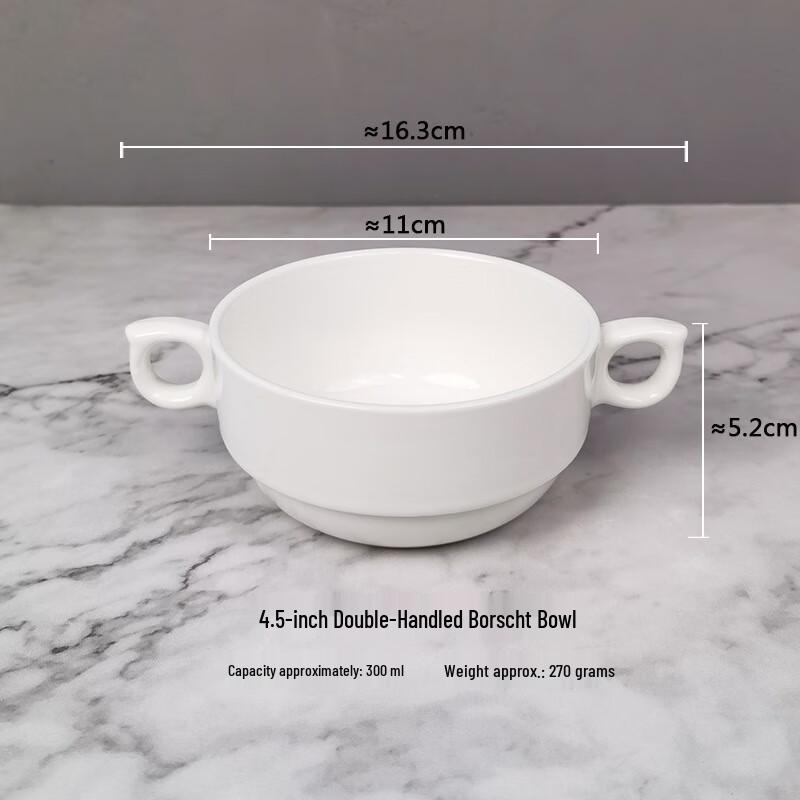 

Pure White Nordic Double-Ear Ceramic Soup Bowl Set