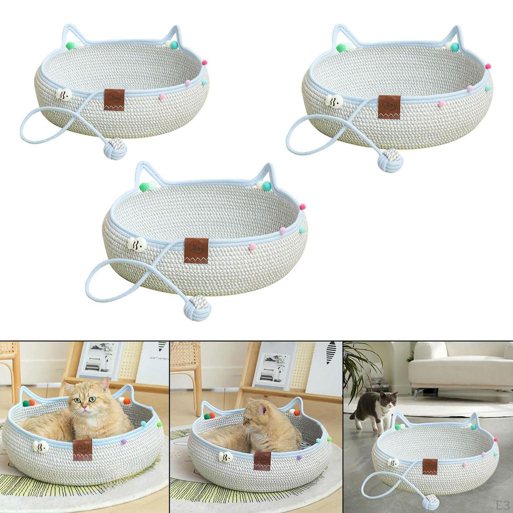 Cat Bed Basket for Small Pets with Scratch Mat And Washable Features