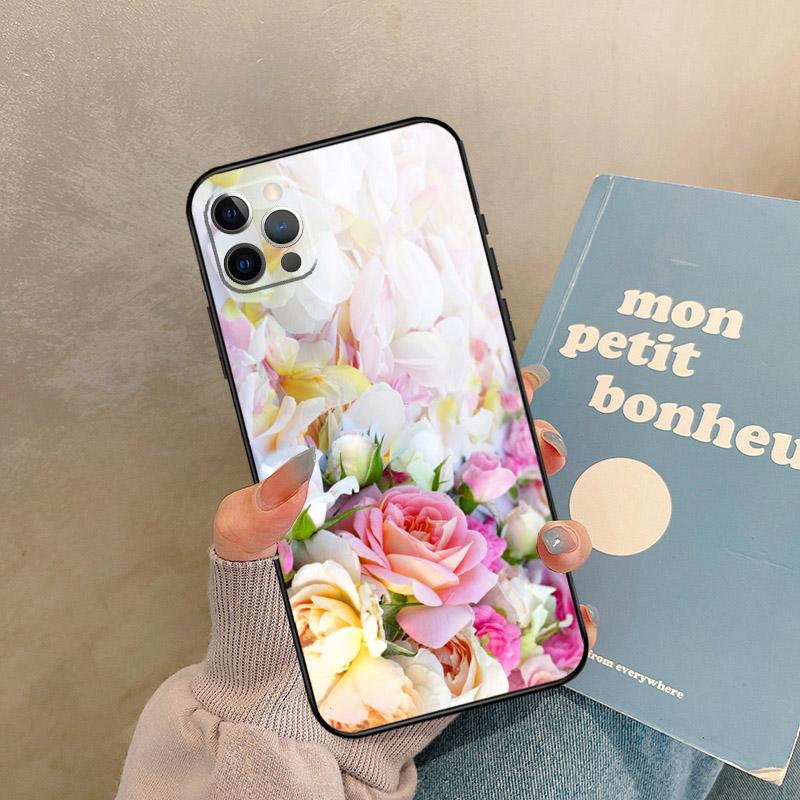 Pink Roses Bouquet Flowers Case For iPhone 17 Air 16 15 14 13 11 12 Pro Max 13 mini XR 15 16 Plus 16e Back Cover Shell