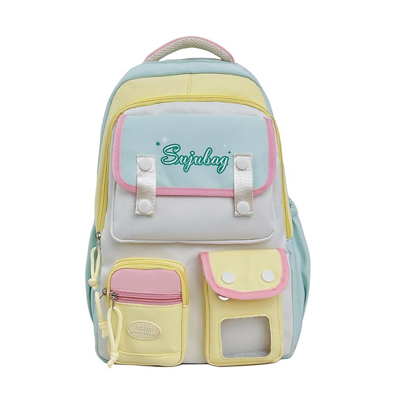 

Рюкзак в студенческом стиле большой вместимости для школы, женский рюкзак с цветовым контрастом, рюкзак для компьютера для учеников средней школы зелёный