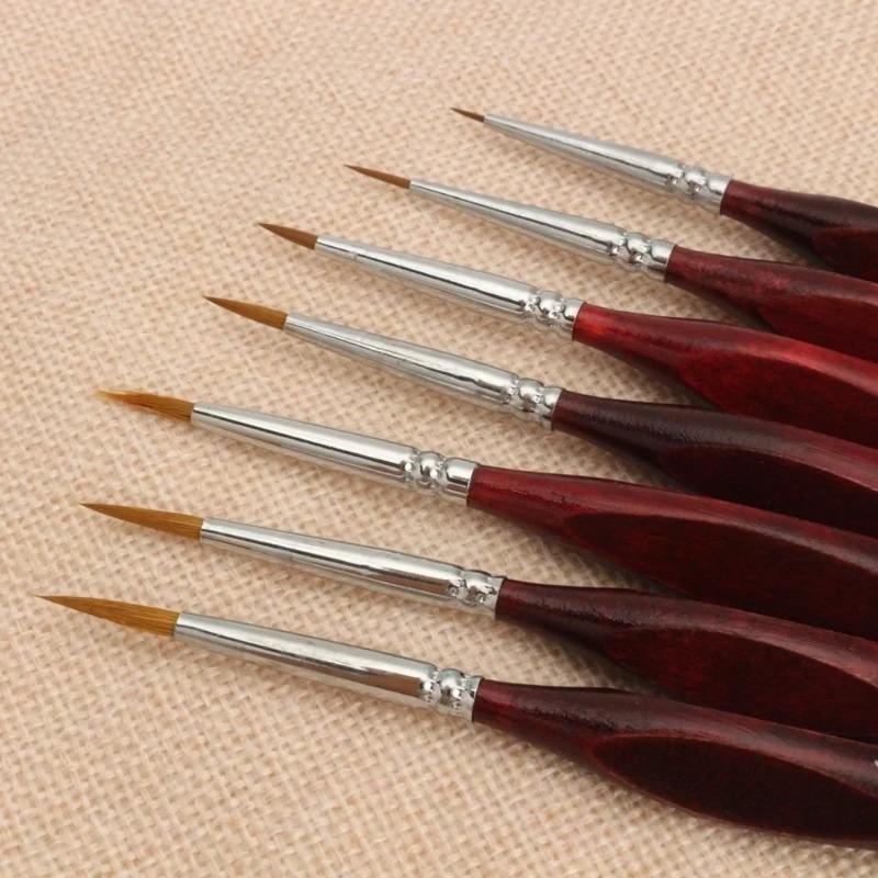 7Pcs Paint Brush Set Professional Sable Hair Art Nail Painting Drawing Brushes Art Painting Brush Pen.