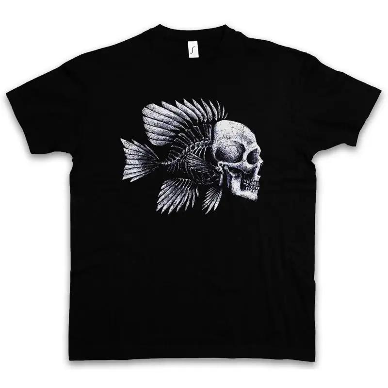 

FISH SKULL T SHIRT Fishing Fisher Rod Pole Bone Hunting River Sea and Line 5XL різнокольоровий