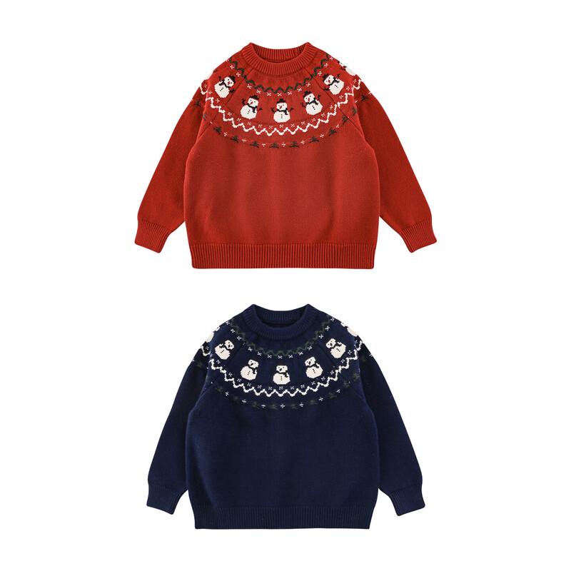Boys' Snowman Jacquard Knit Sweater