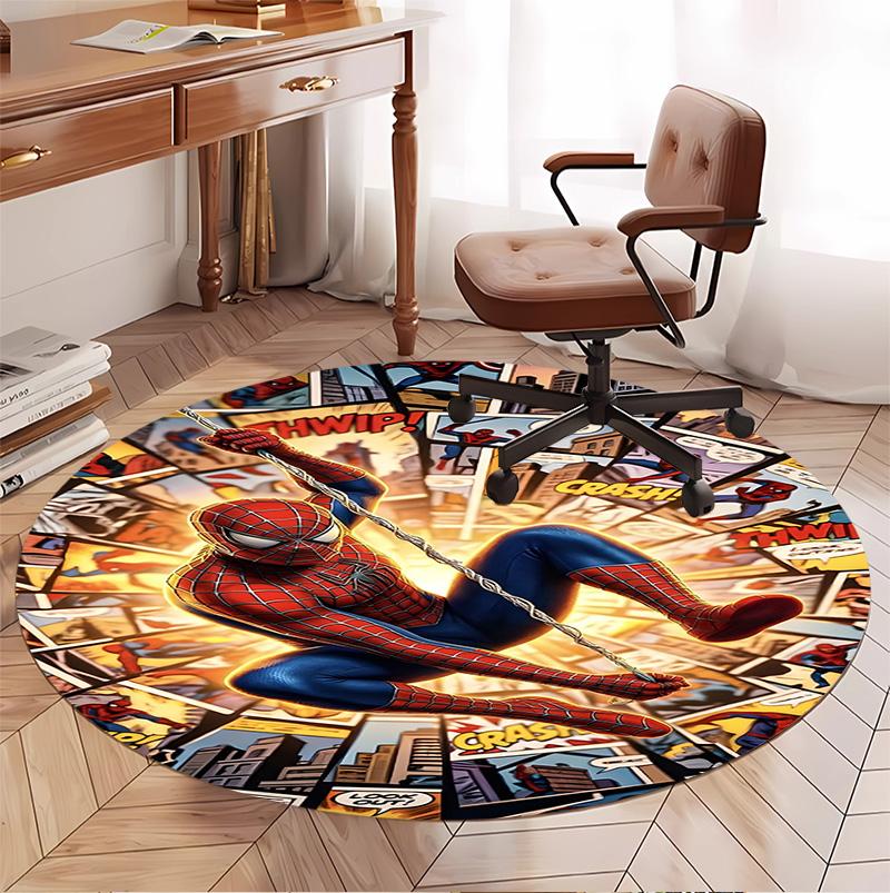 Batman Pattern Round Rug, Indoor/Outdoor Mat, for Picnic, Gameroom, Bedroom, Office, Living Room, Home Decor Carpet, Birthday Gift