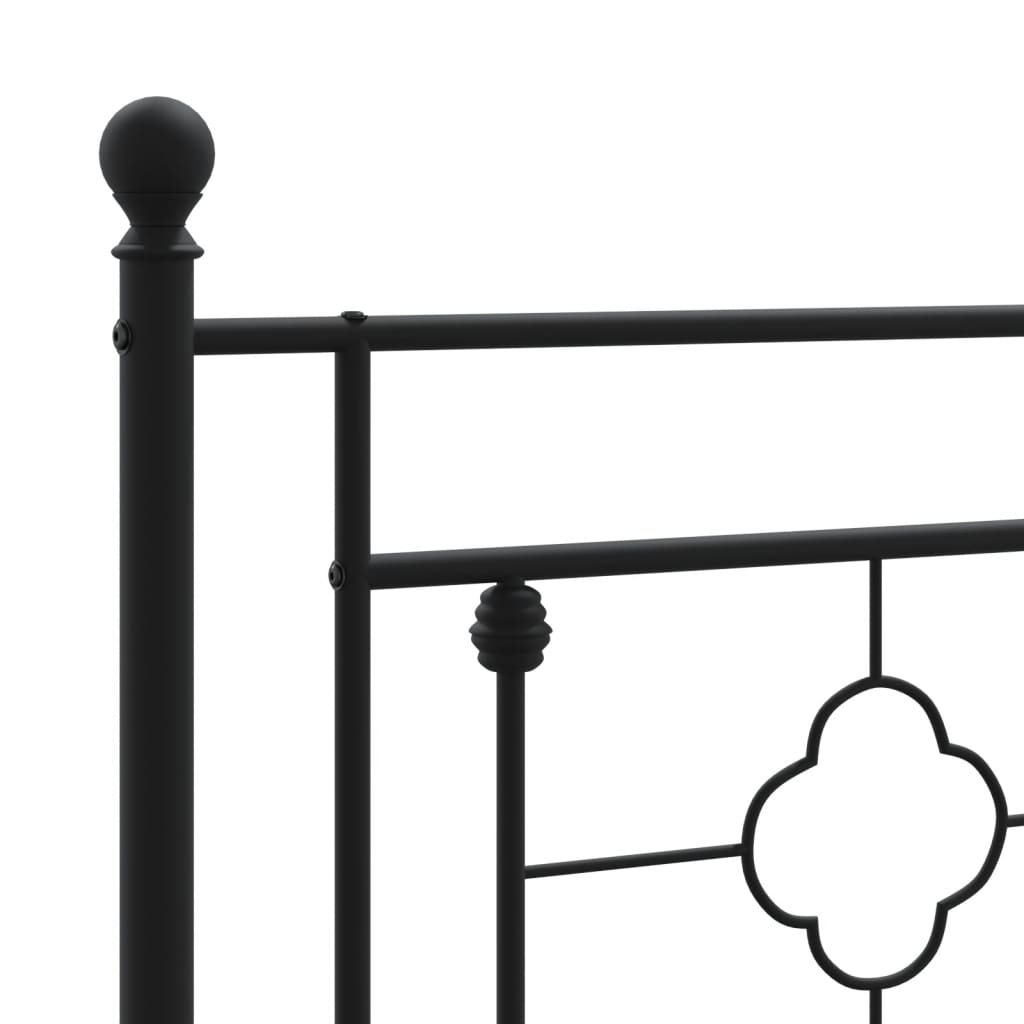 Metal Bed Frame with Headboard and Footboard Black 107 x 203 cm