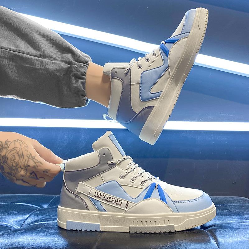 Pánské podzimní nové retro prodyšné pánské boty s vysokým svrškem, ležérní deskové boty, silná podrážka, zvyšující výšku, trendy sportovní obuv pánská