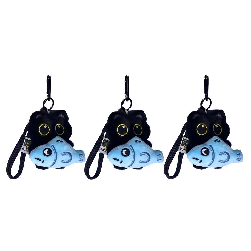 1/2/3Pcs Cool Plush Black Cat Doll Toy Keychain Bag Pendant Charms Car Keyring Accessories For Women Men Friends Gifts