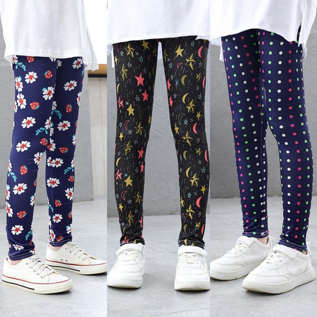 Calça legging feminina 2t-12t, primavera e outono, fina, elástica, estampada, coreana, roupas de verão